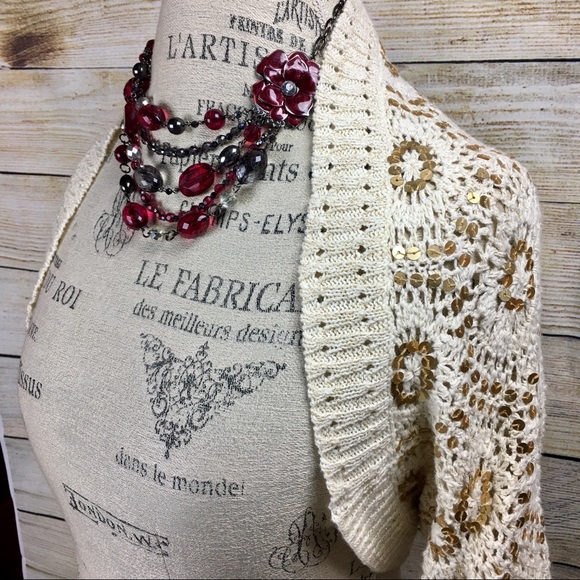 White House Black Market Sweaters - White House Black Market Crochet Shrug Cream XS